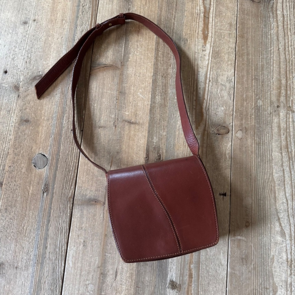 Vintage Brown Leather Bag Small Minimalist Purse